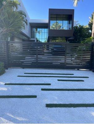 Turf artifical grass for concrete driveway