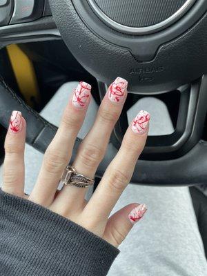 Halloween blood splatter nails