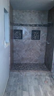 Mrs. Linda shower and floors complete.