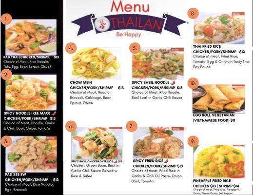 Menu Thai Food