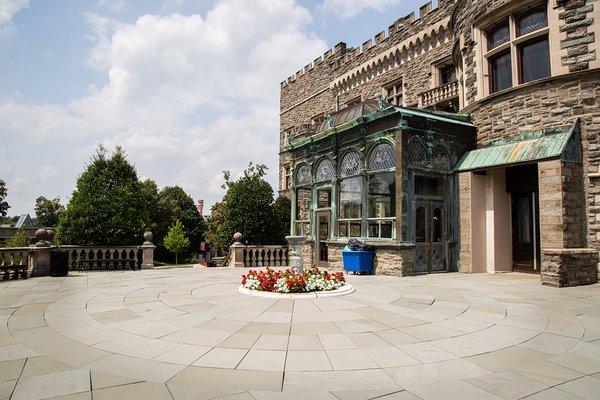 Two beautiful outdoor patios on either side of the Castle.