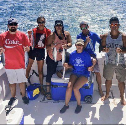 Friendly family competition with a cooler full of Spanish Mackerel!