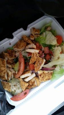 Cajun chicken on salad