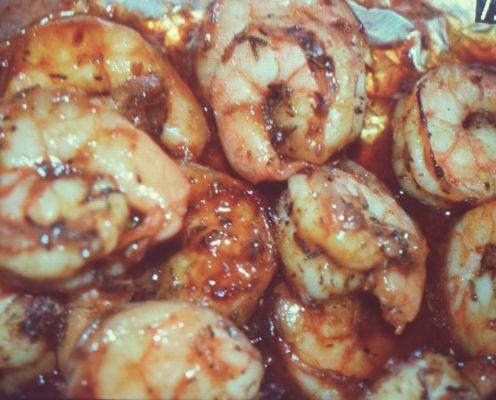 Honey chipotle shrimp.