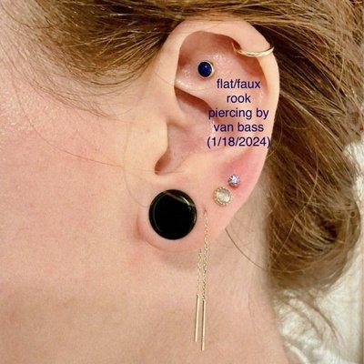 flat/faux rook piercing w/ 14k yellow gold threadless end (4mm lapis lazuli)