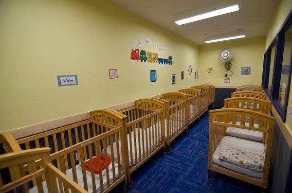 We have quiet crib rooms for your baby to sleep in.