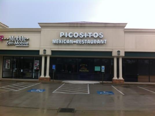 Picositos is located in the strip center at 249N & Hardin Store Rd.