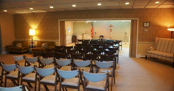 Our versatile chapel accommodates over 100 people and can be re-configured in many ways.