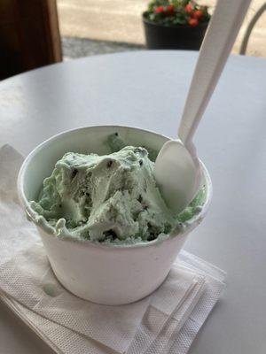 2/3 of our original serving of mint ting-a-ling ice cream!