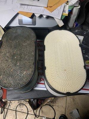 Before and after air filter