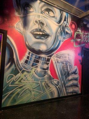 Custom Spray paint art around the bar