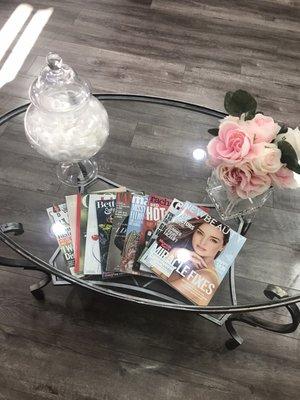 Coffee table in lounge/waiting area