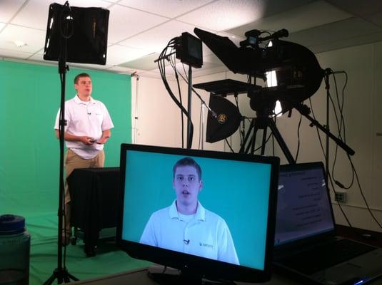 Teleprompter, studio and green screen shoot for an e-learning application we built.