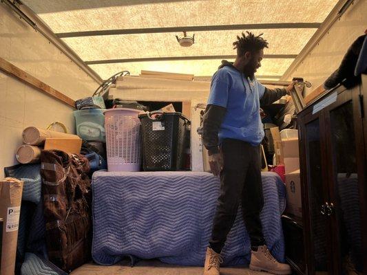 One of our crew members loading the truck