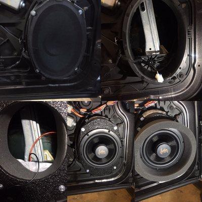 Mid bass driver installation in a front door for a Ford F-150.