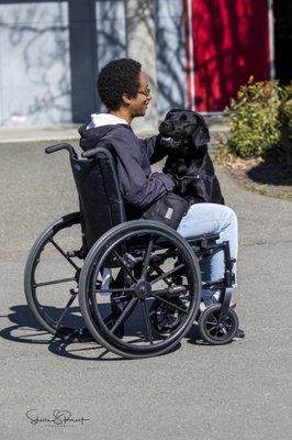 Training with a wheelchair.