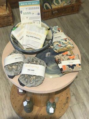 We make it easier to waste less with our handmade reusable bags, bowl covers and cloth napkins.