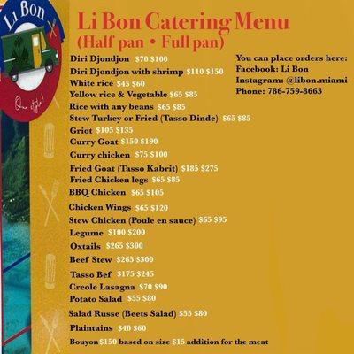 Our catering menu