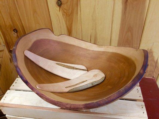 Handcrafted wood bowls, cutting boards and tossers