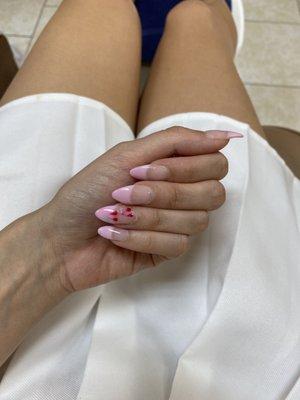 cherry style nails! dip powder  always done beautifully! thank y'all