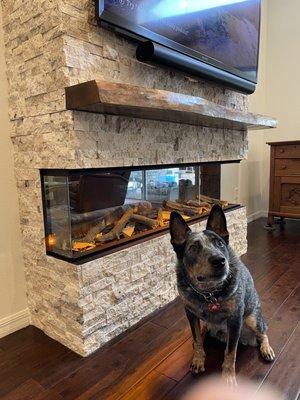 Adding stacked stone on a fireplace really finishes the look!