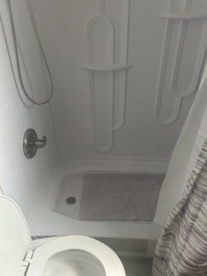 Tub converted to walk in shower