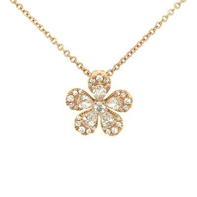 18k Rose gold Diamond Flower Necklace.