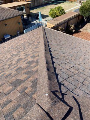 They matched the new roof (left) perfectly with the old roof (right)