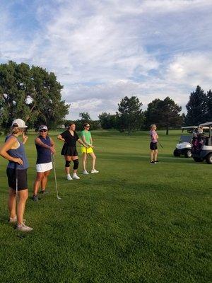 Ladies on course coaching group with Karen