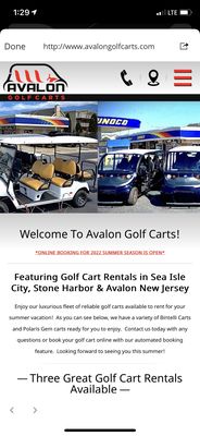 Website to rent LSV's (Low Speed Vehicle) for the summer. Street legal golf carts. 4 or 6 passenger