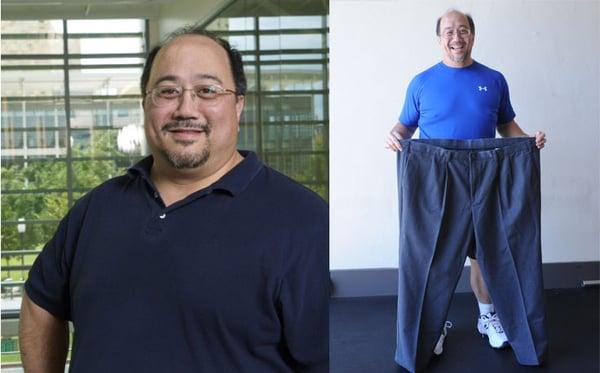 Roger has been training with me a little over a year and  has lost 80 lbs. He now works out 5-6 days a week! Awesome job!