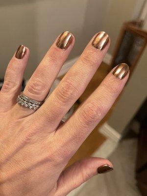 Gel color chrome manicure