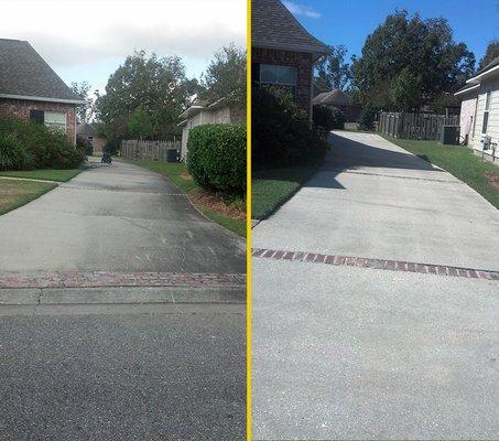 Before and after pressure washing your driveway!