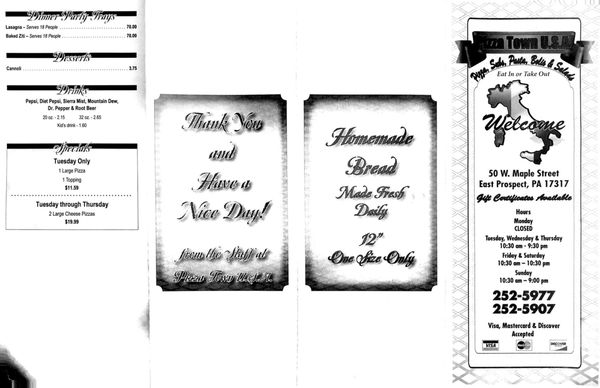 We were always looking for menus.... here it is for everyone!