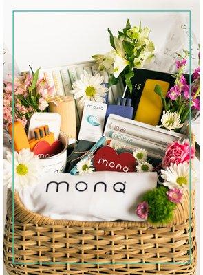 Holiday Gift Basket of MONQ Products.