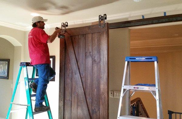 Installing a Barn Door, Smile Ronnie!