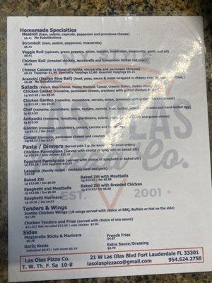 Menu as of 6/2023