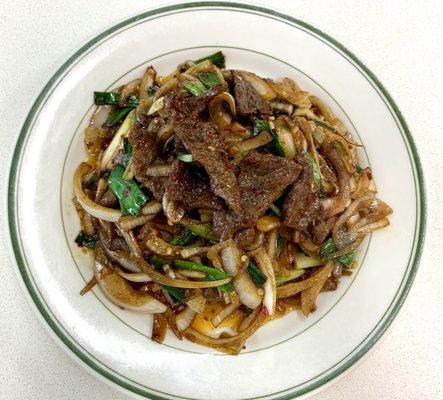 Mongolian Beef(onion and green onion) and spicy with the special sauce.