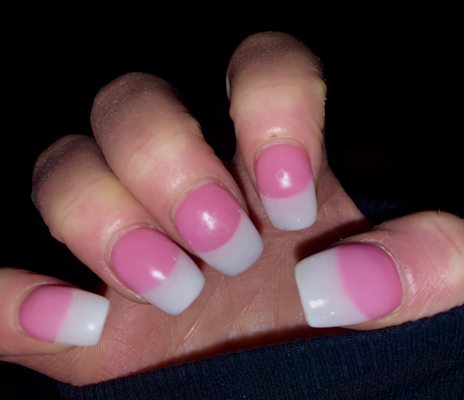 Pink and White powder nails