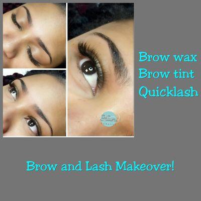 Brow wax, Brow tint, and Quicklash.