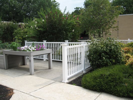 Elevated garden beds which can be easily accessed by residents in wheelchairs.