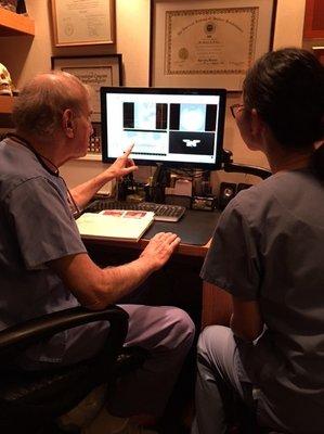 Dr. Stuart Froum and Dr. Alice planning an implant using state-of-the-art computer software.