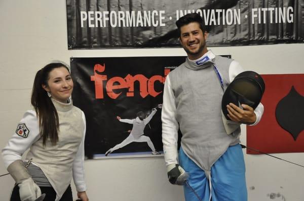 Madison and Kyle getting ready to bout at Scottsdale Fencing Club