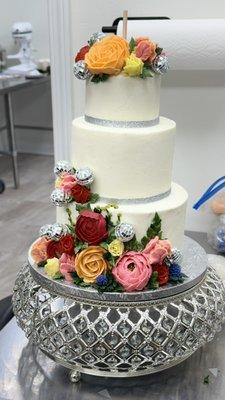 Large 3 tier wedding cake.