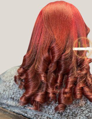 Color and healthy Blowout with curls for more body