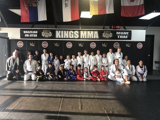 Kids BJJ class, front row are our medal winners