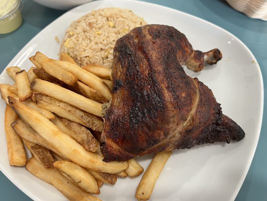 rice and fries Quarter Chicken and Small Salad Combo