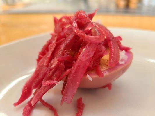 Beet Pickeled Eggs with Kraut