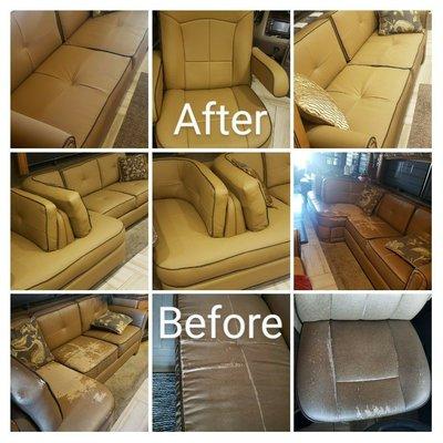 Before and after photos of my RV upholstery.