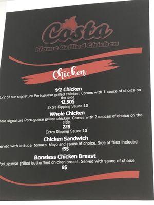 Chicken Menu